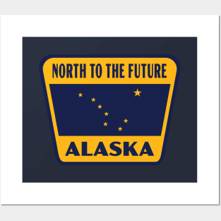 North to the Future Alaska Retro Star Badge (Yellow) Posters and Art